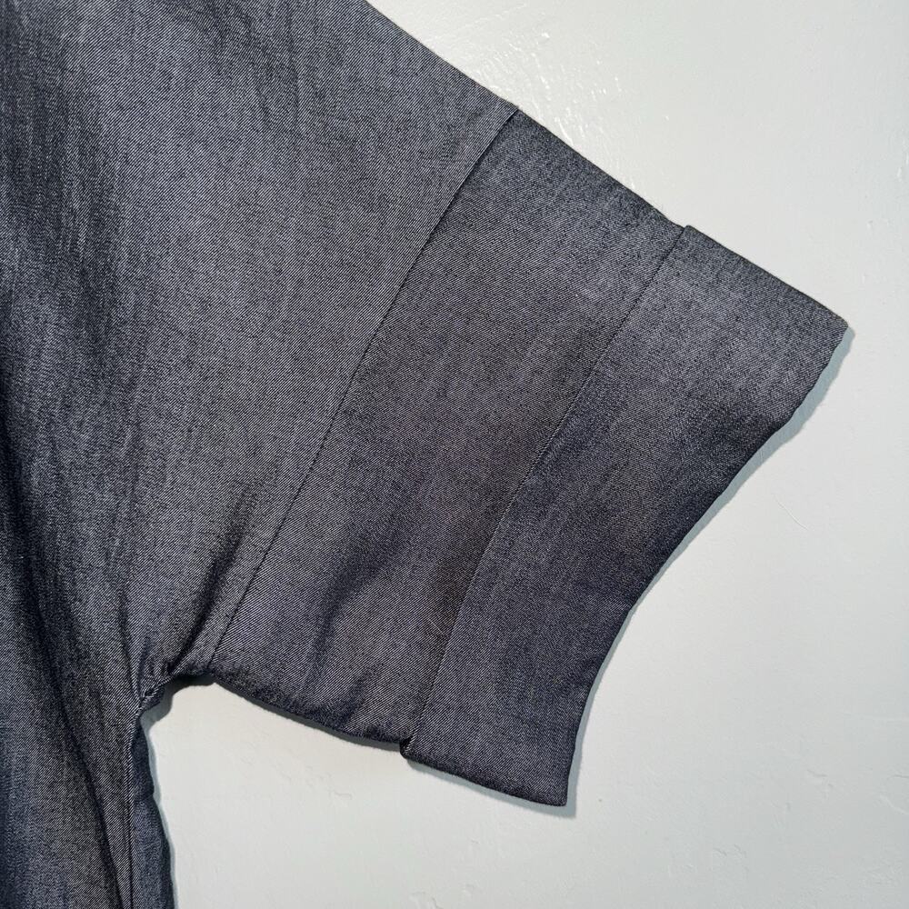 Ming Wang A Line Chambray Shift Dress Dark Denim Woman’s Sz L Cotton Gray Black - Picture 4 of 10